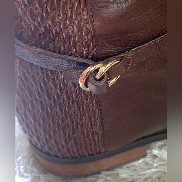 Cole Haan Isabel Stretch Leather Chestnut Brown Riding Knee High Boots - Picture 4 of 13